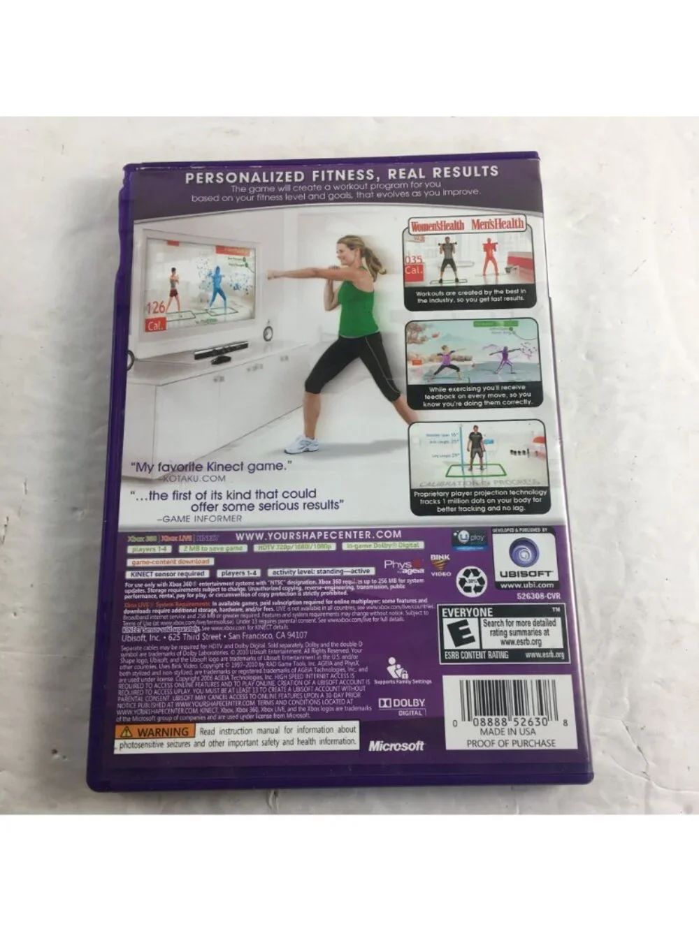 MICROSOFT XBOX 360 KINECT YOUR SHAPE FITNESS EVOLVED GAME MANUAL INCLUDED
